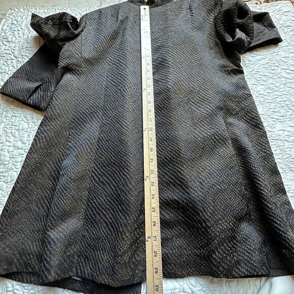 Eileen Fisher Dress Jacket Open Front Textured‎ Silk Blend Brown Black Sz M VTG - Picture 7 of 9
